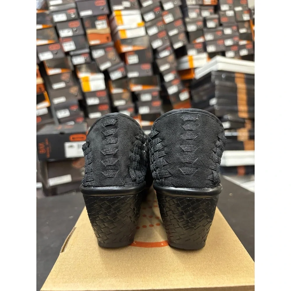 Bernie Mev Lane Black Metallic Woven Wedge Sandals Size 38 US 7-7.5